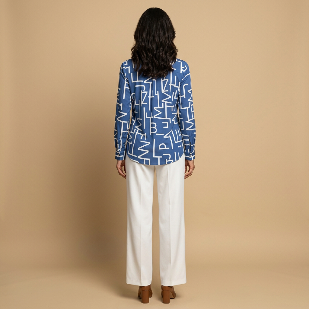 Blusa Camisera Mujer de Tejido Estampado Manga Larga