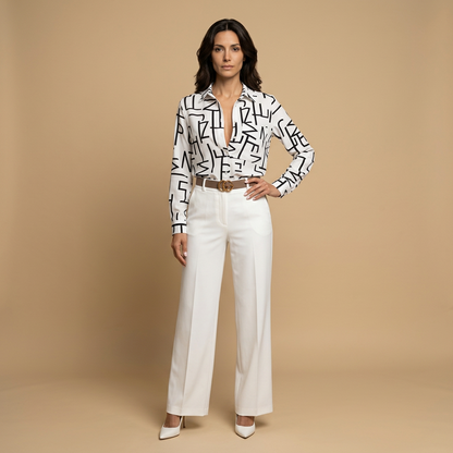 Blusa Camisera Mujer de Tejido Estampado Manga Larga