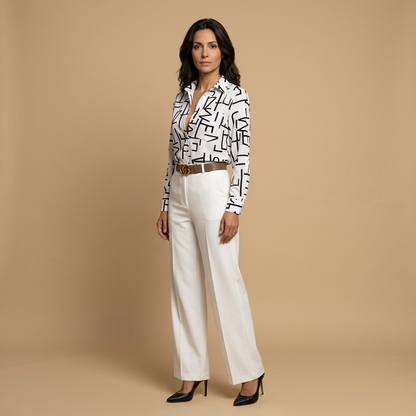 Blusa Camisera Mujer de Tejido Estampado Manga Larga