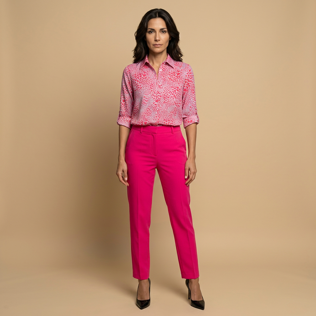 Blusa Camisera Mujer de Tejido Estampado Manga Larga