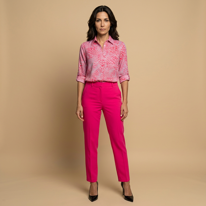 Blusa Camisera Mujer de Tejido Estampado Manga Larga
