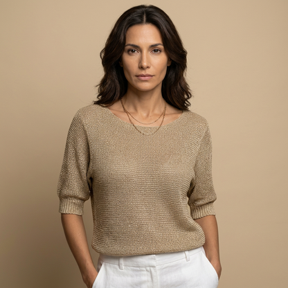 Jersey Mujer de Punto Abierto Manga Larga Cuello Redondo - Mavetta