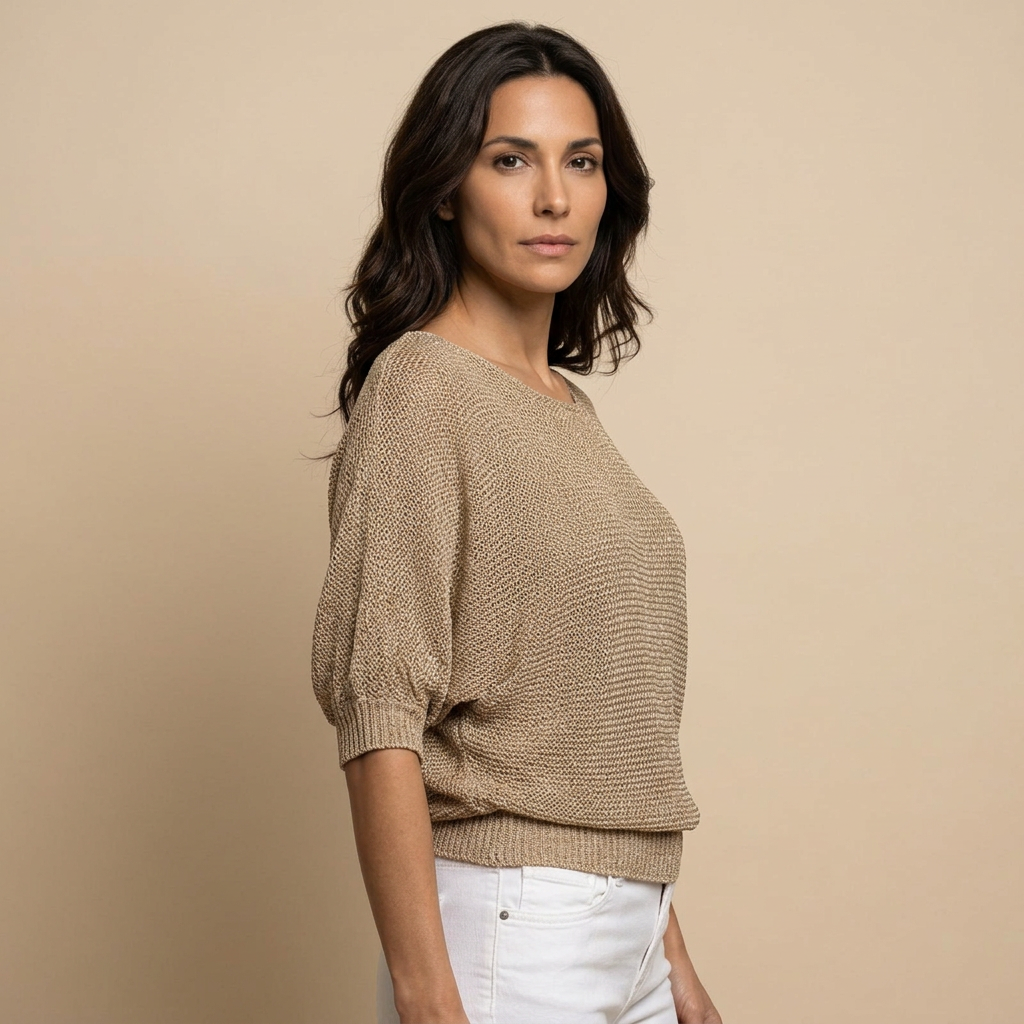 Jersey Mujer de Punto Abierto Manga Larga Cuello Redondo
