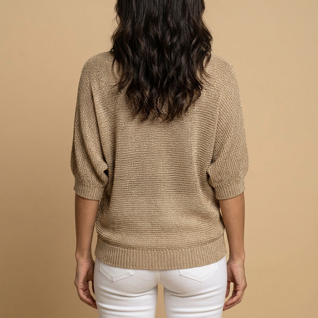 Jersey Mujer de Punto Abierto Manga Larga Cuello Redondo