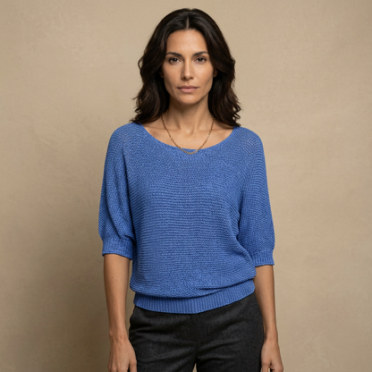 Jersey Mujer de Punto Abierto Manga Larga Cuello Redondo