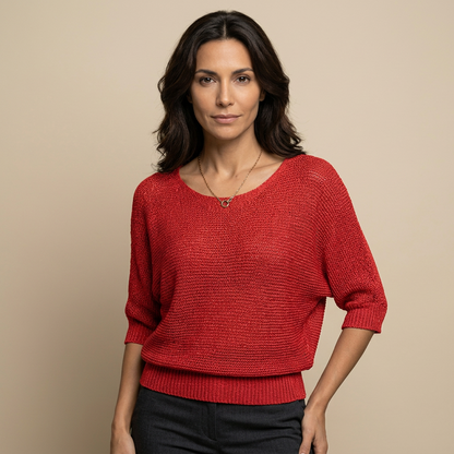 Jersey Mujer de Punto Abierto Manga Larga Cuello Redondo