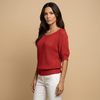 Jersey Mujer de Punto Abierto Manga Larga Cuello Redondo