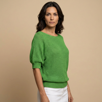 Jersey Mujer de Punto Abierto Manga Larga Cuello Redondo