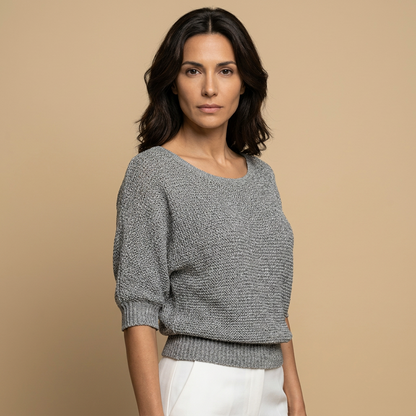 Jersey Mujer de Punto Abierto Manga Larga Cuello Redondo