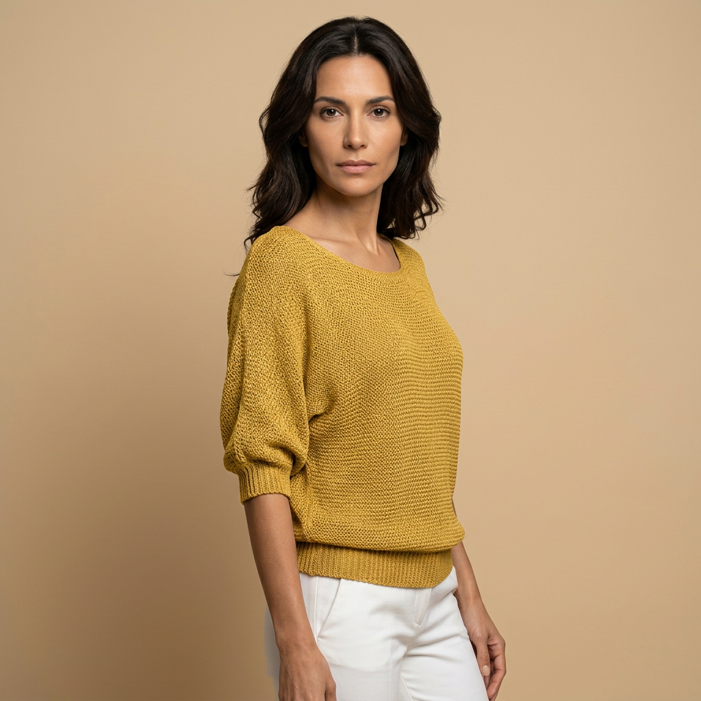 Jersey Mujer de Punto Abierto Manga Larga Cuello Redondo