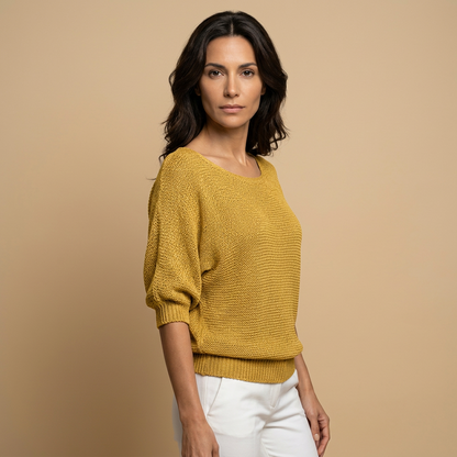 Jersey Mujer de Punto Abierto Manga Larga Cuello Redondo