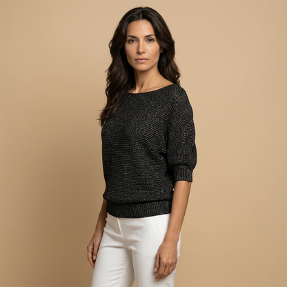 Jersey Mujer de Punto Abierto Manga Larga Cuello Redondo