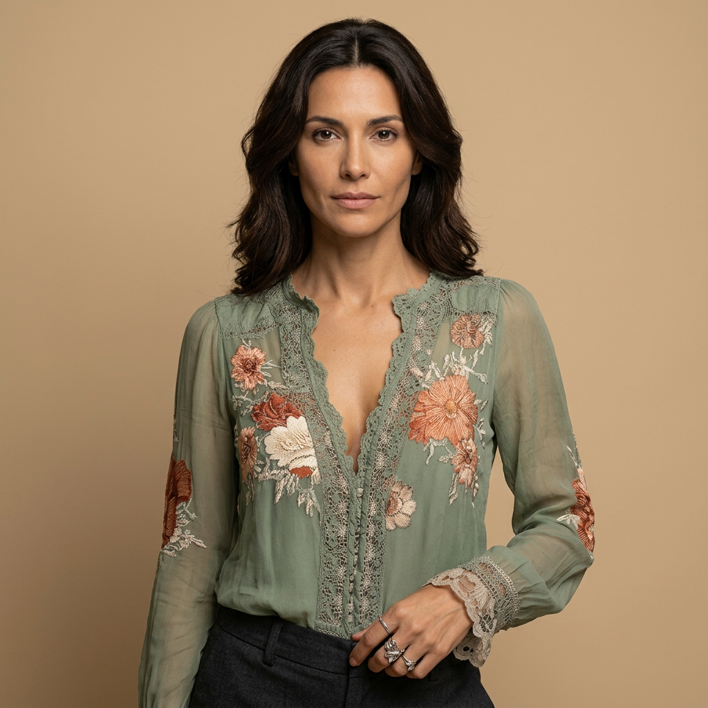 Blusa Mujer Bordada Encaje Floral Estilo Boho - Mavetta