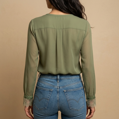 Blusa Mujer Bordada Encaje Floral Estilo Boho