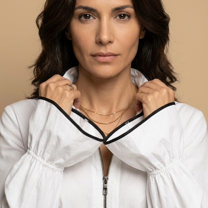 Blusa Mujer Cremallera Frontal Cuello Volante Puños Campana
