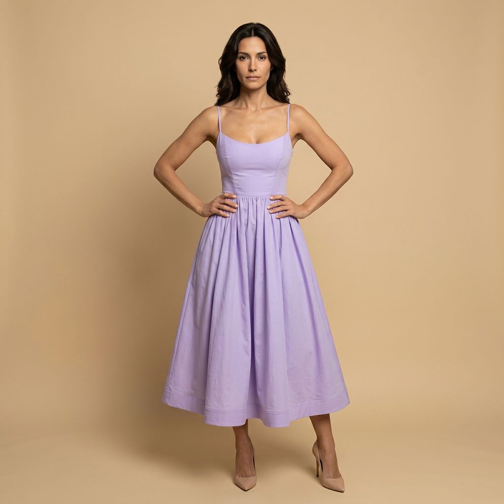 Vestido Midi Mujer Corset Tirantes Finos Falda Vuelo Bolsillos
