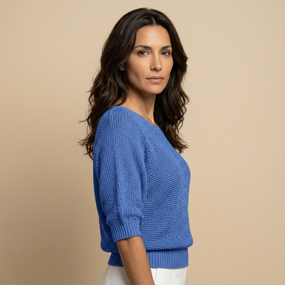 Jersey Mujer de Punto Abierto Manga Larga Cuello Redondo