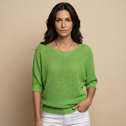 Jersey Mujer de Punto Abierto Manga Larga Cuello Redondo