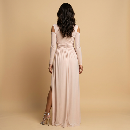 Vestido Largo Mujer Escote en V Cruzado con Abertura