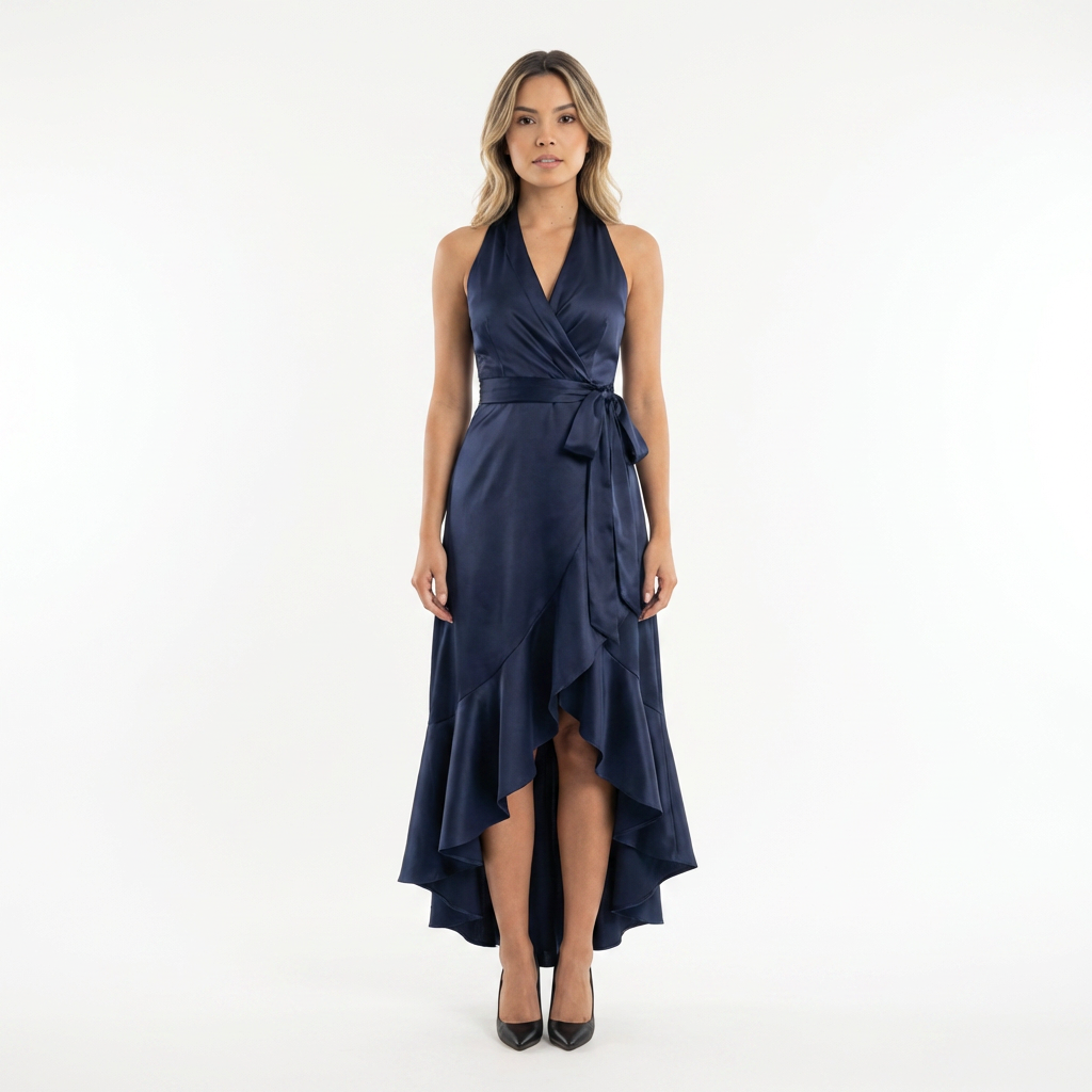 Vestido Midi Mujer de Satén Estilo Halter - Mavetta