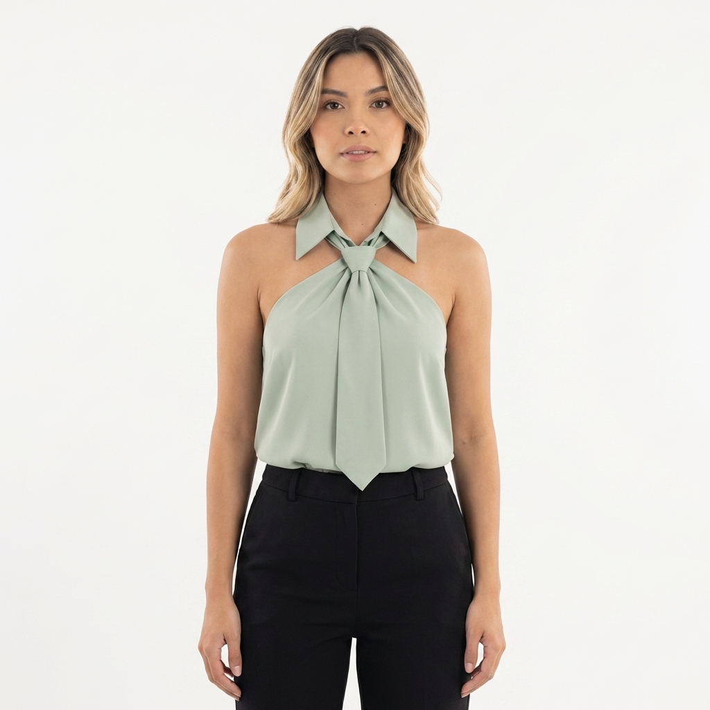 Blusa Mujer Cuello Halter Estilo Elegante