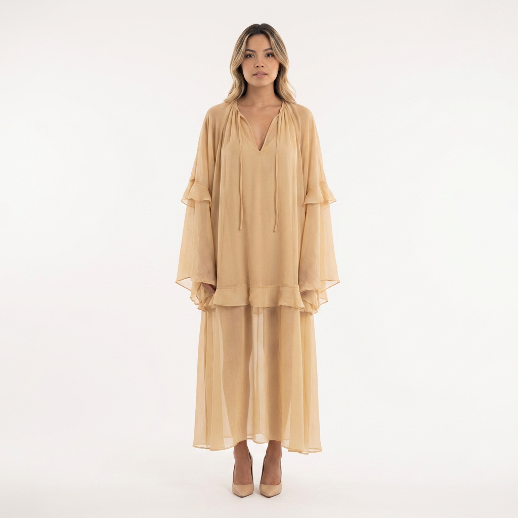 Vestido largo mujer gasa transparente estilo boho playa - Mavetta