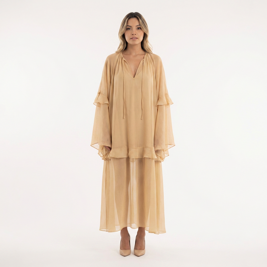 Vestido largo mujer gasa transparente estilo boho playa - Mavetta