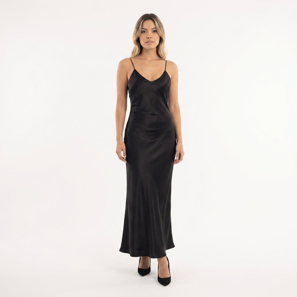 Vestido largo Mujer de Satén Espalda Abierta - Mavetta