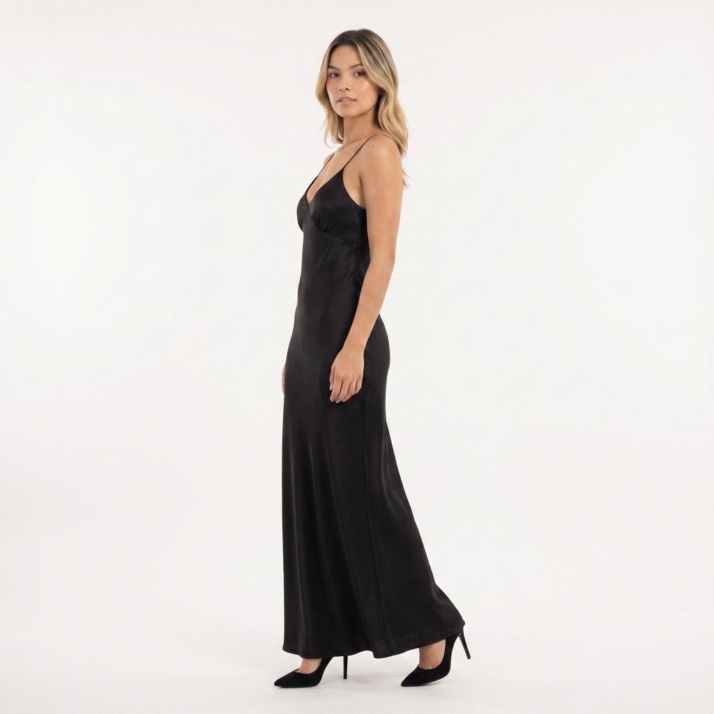 Vestido largo Mujer de Satén Espalda Abierta