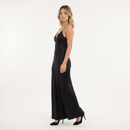 Vestido largo Mujer de Satén Espalda Abierta