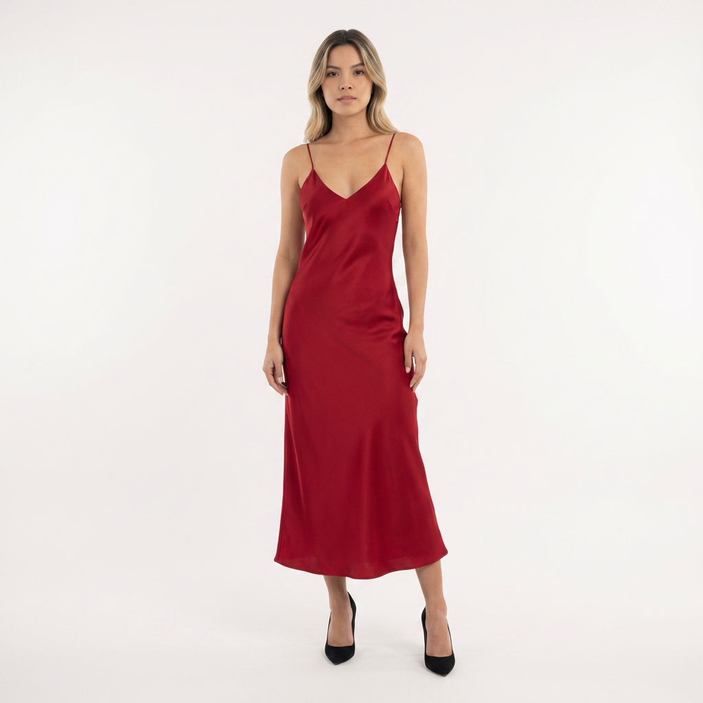 Vestido largo Mujer de Satén Espalda Abierta