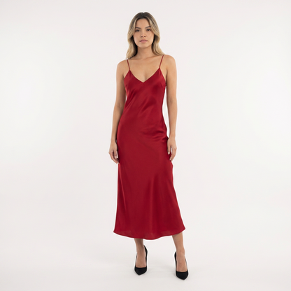 Vestido largo Mujer de Satén Espalda Abierta