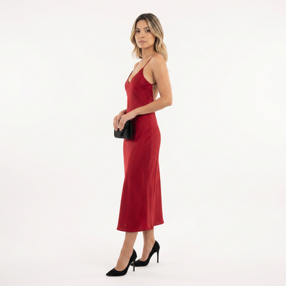 Vestido largo Mujer de Satén Espalda Abierta