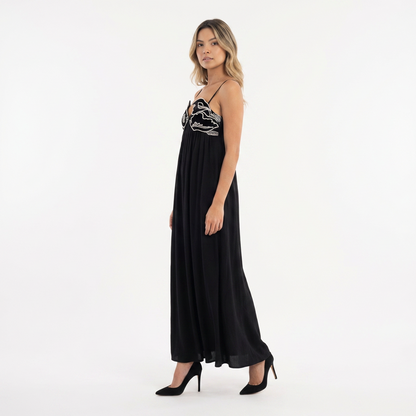 Vestido largo mujer bordado tirantes finos