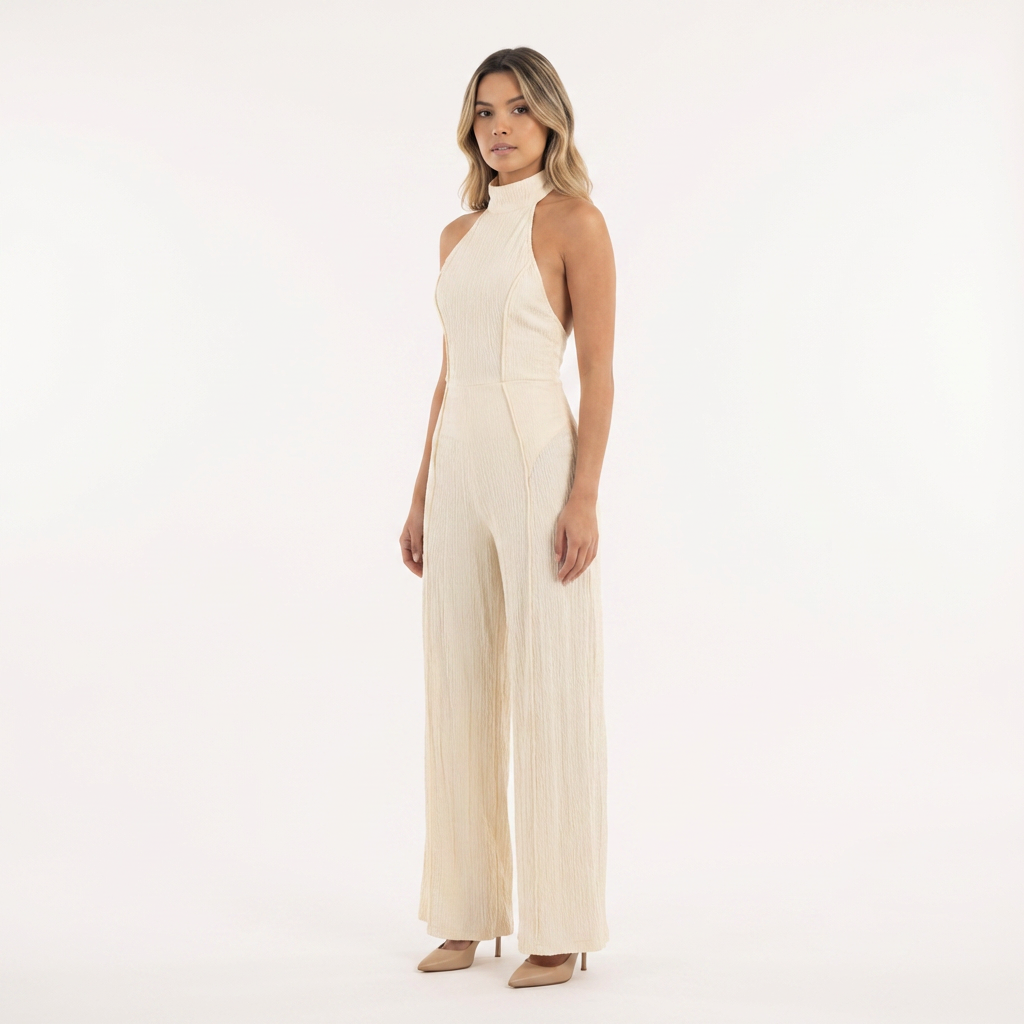 Conjunto Mujer Satén Halter Asimétrico