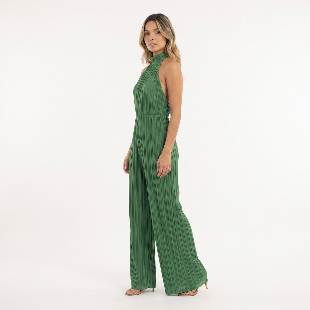 Conjunto Mujer Satén Halter Asimétrico