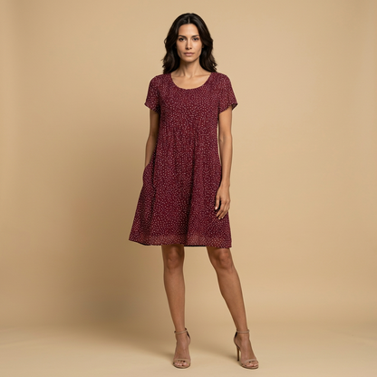Vestido Corto Mujer Estampado Floral Escote en V Bolsillos