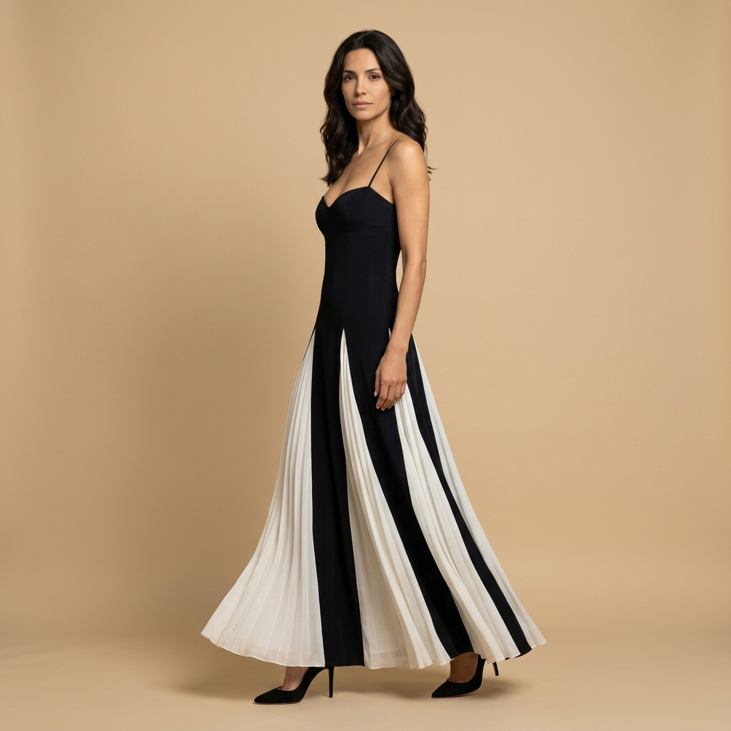 Vestido Largo Mujer Corsé Paneles Corte A