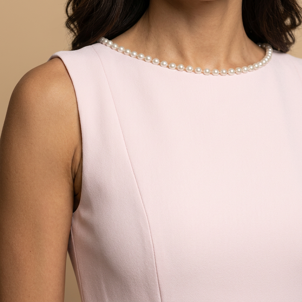 Vestido Corto Mujer Estructurado Lazo Lateral Ribete Perlas