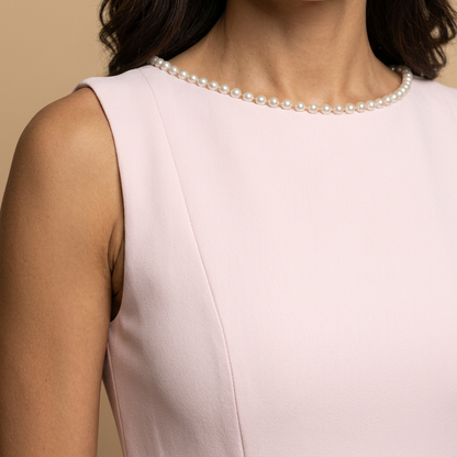 Vestido Corto Mujer Estructurado Lazo Lateral Ribete Perlas