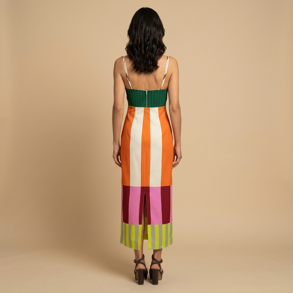 Vestido Largo Mujer Bustier con Volante en Bajo