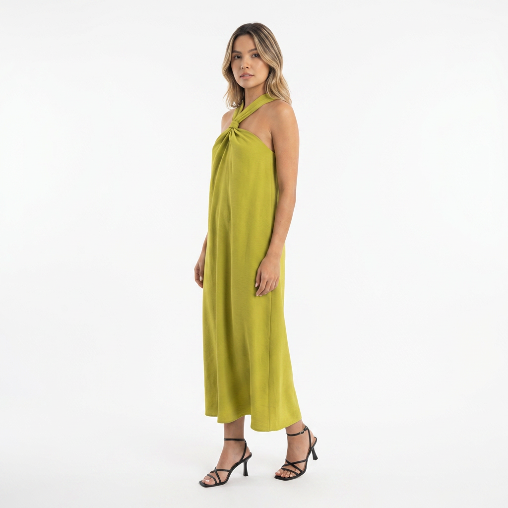 Vestido largo mujer halter abertura lateral