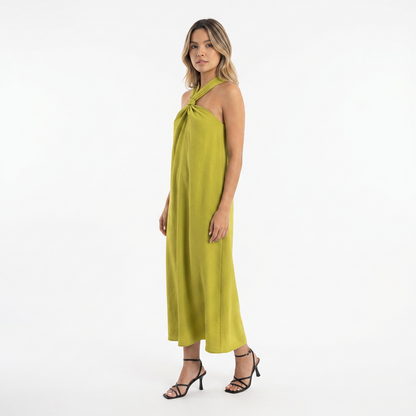 Vestido largo mujer halter abertura lateral