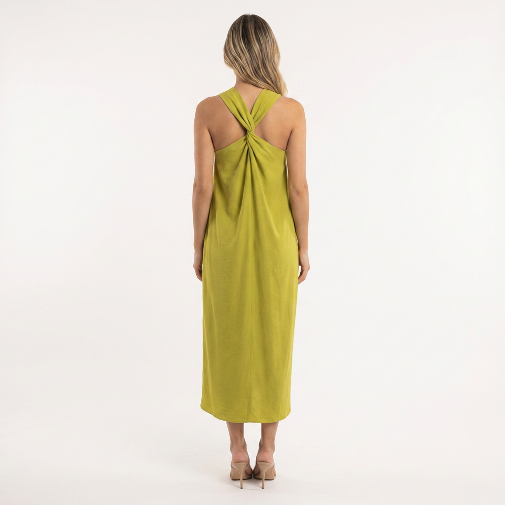 Vestido largo mujer halter abertura lateral