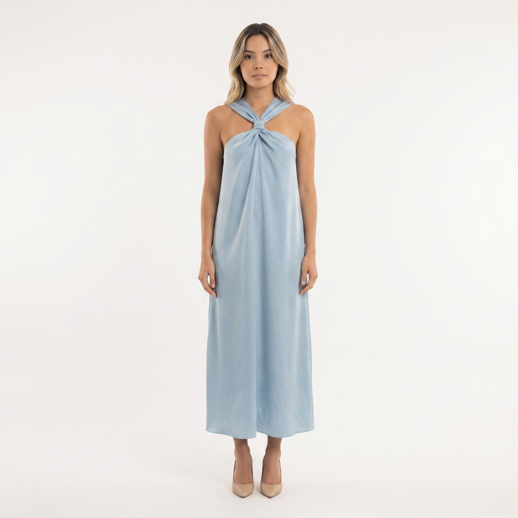 Vestido largo mujer halter abertura lateral