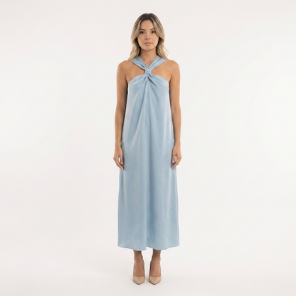 Vestido largo mujer halter abertura lateral