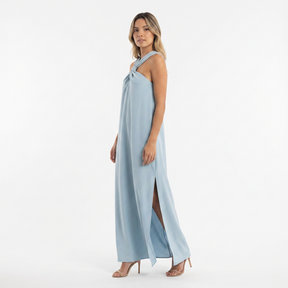 Vestido largo mujer halter abertura lateral