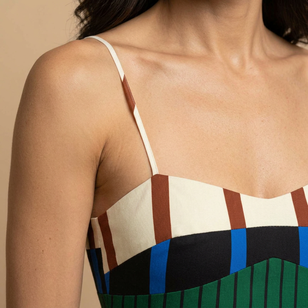 Vestido Largo Mujer Bustier con Volante en Bajo