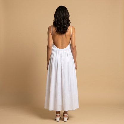 Vestido Largo Mujer Algodón Escote en V Tirantes Niveles