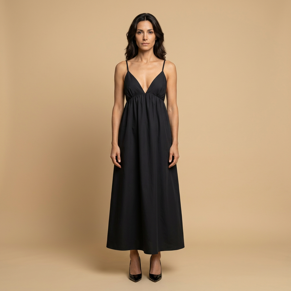 Vestido Largo Mujer Algodón Escote en V Tirantes Niveles